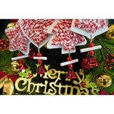 Ornament de brad clopotel din tweed, Flippy, alb/rosu, lemn, 18 cm - vivimall.ro