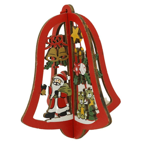 Ornament de brad clopotel, Flippy, multicolor, lemn, 10.5x9.5 cm - vivimall.ro