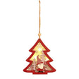Ornament de brad din lemn cu LED integrat, figurină Elf multicolor, vedere frontală, 11x10 cm