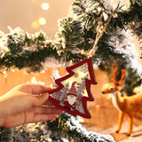 Ornament brad lemn cu buton ON/OFF vizibil, baterie CR2032, șnur agățare 8 cm
