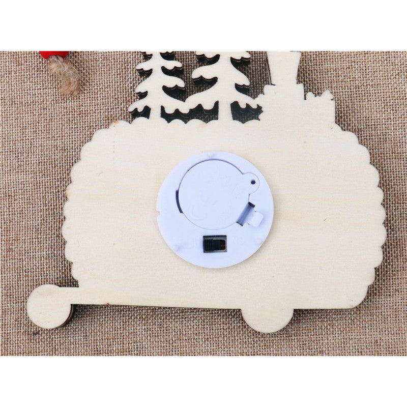 Ornament de Brad, Flippy, cu Lumini LED, din Lemn, Figurina Spargatorul de Nuci, Model Masina, Multicolor - vivimall.ro