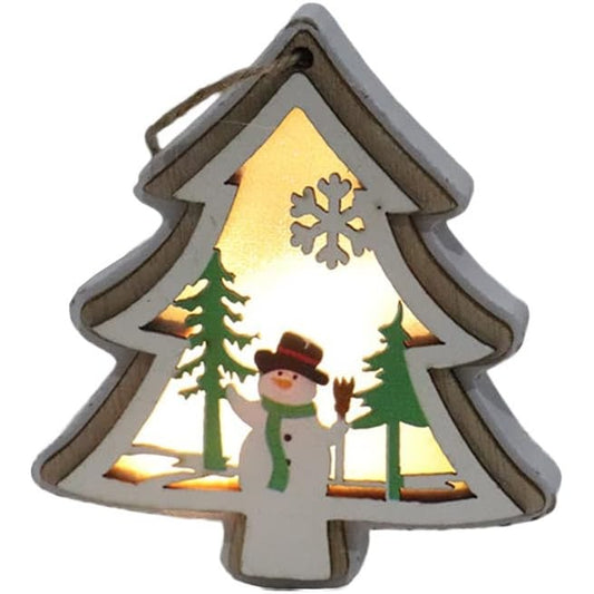 Ornament de Brad, Vivimall, cu Lumini LED, din Lemn, Model Brad, Multicolor - vivimall.ro