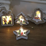 Ornament de Brad, Flippy, cu Lumini LED, din Lemn, Model Brad, Multicolor - vivimall.ro