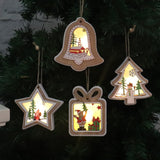 Ornament de Brad, Flippy, cu Lumini LED, din Lemn, Model Brad, Multicolor - vivimall.ro