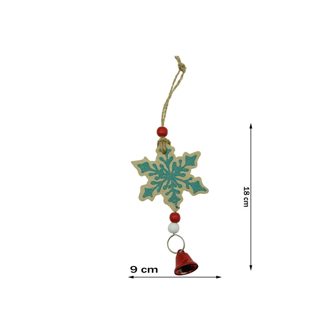 Ornament de brad fulg de nea, Flippy, multicolor, lemn, 18 cm - vivimall.ro