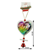 Ornament De Brad Inima Din Paiete, Lemn, 18 Cm