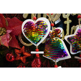 Ornament De Brad Inima Din Paiete, Lemn, 18 Cm