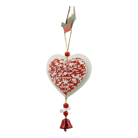 Ornament De Brad Inima Din Tweed, /Rosu, Lemn, 18 Cm