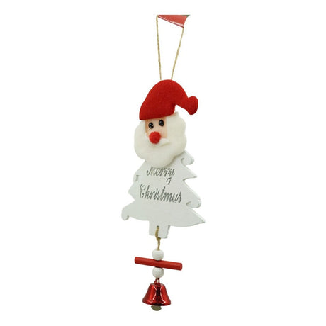 Ornament de brad mos craciun, Flippy, alb, lemn, 20 cm - vivimall.ro