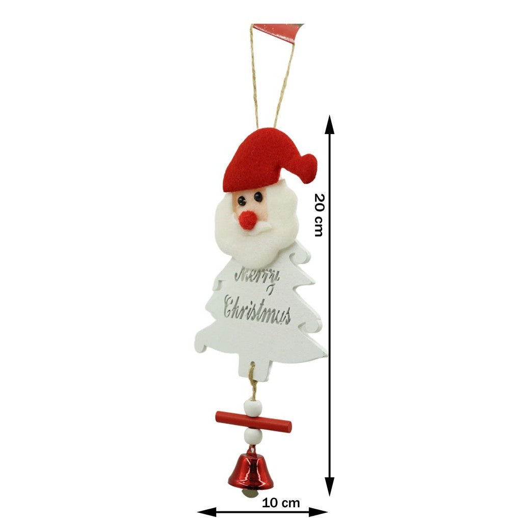 Ornament de brad mos craciun, Flippy, alb, lemn, 20 cm - vivimall.ro