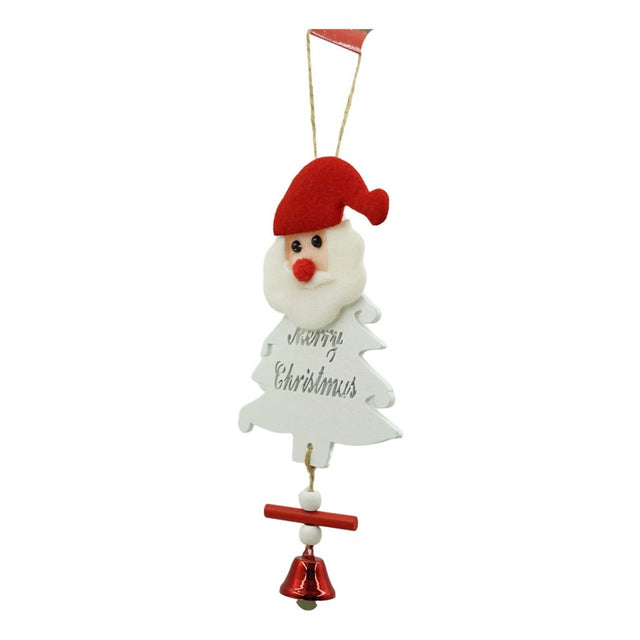 Ornament de brad mos craciun, Flippy, alb, lemn, 20 cm - vivimall.ro