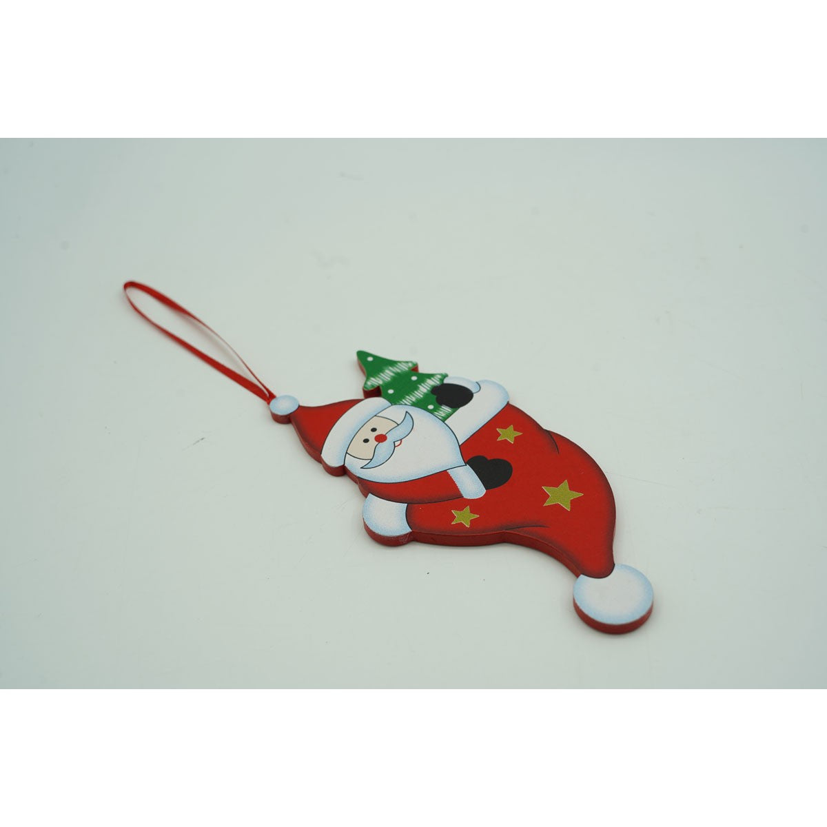 Ornament De Brad Mos Craciun In Caciula, Lemn, 14 Cm