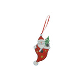 Ornament de brad Mos Craciun in caciula, Flippy, rosu, lemn, 14 cm - vivimall.ro