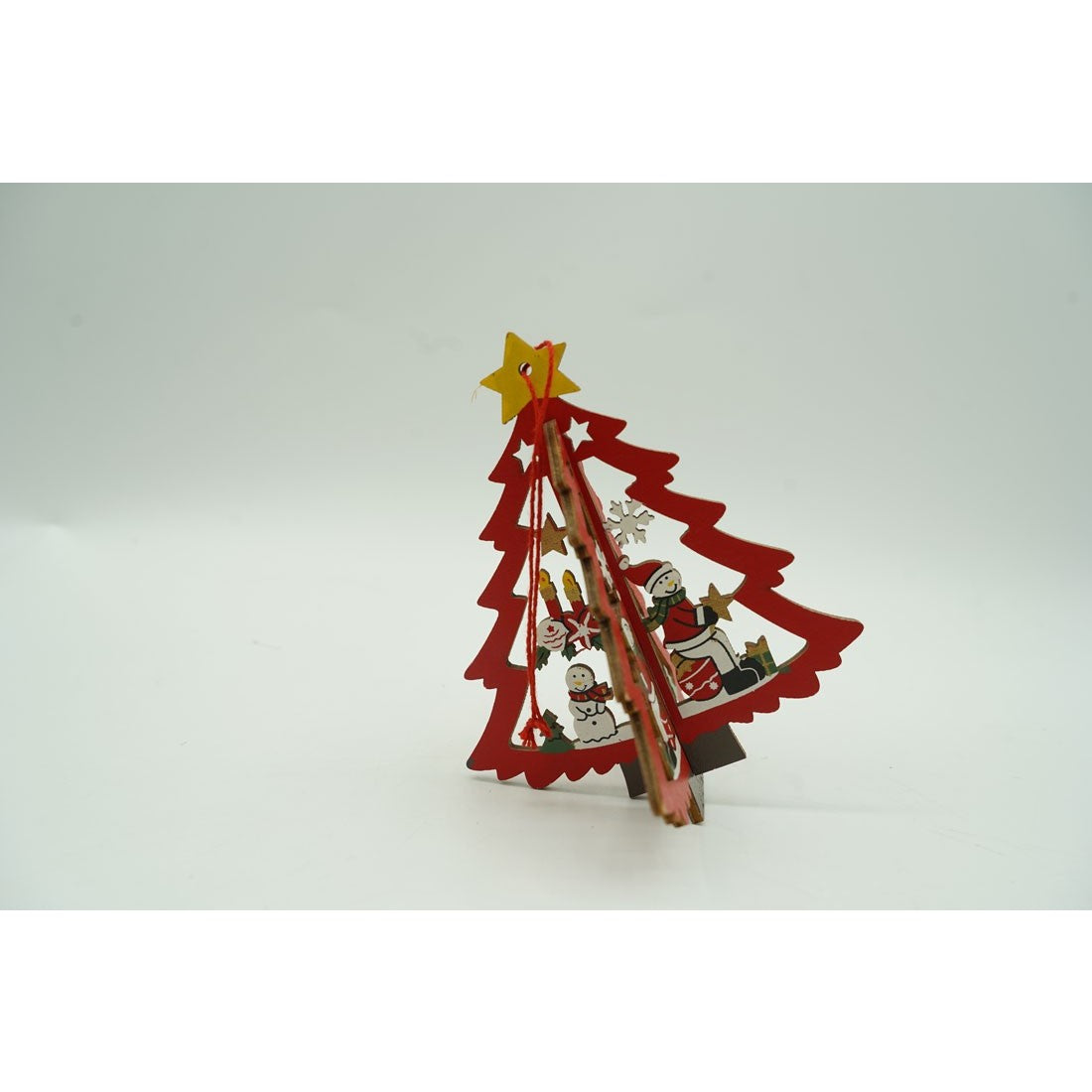 Ornament de brad mos craciuni in brad, Flippy, multicolor, lemn, 10.5x9.5 cm - vivimall.ro