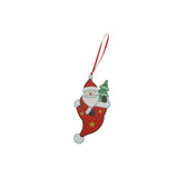 Ornament de brad om de zapada in ciorap, Flippy, rosu, lemn, 14 cm - vivimall.ro