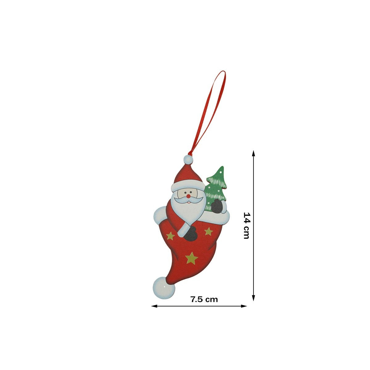 Ornament De Brad Om De Zapada In Ciorap, Lemn, 14 Cm