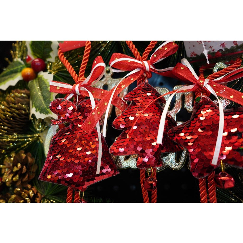 Ornament De Brad Pom De Craciun Cu Paiete, Lemn, 25 Cm