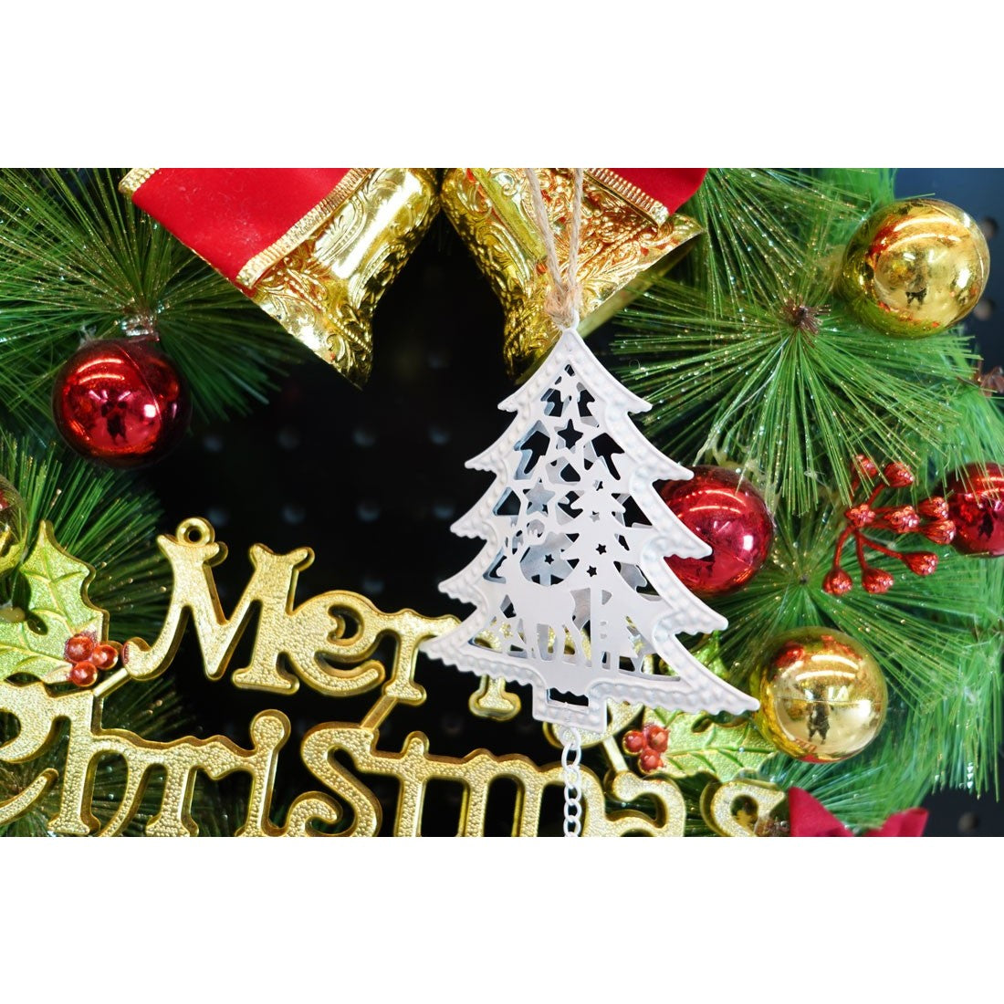 Ornament De Brad Pom De Craciun, Metal, 20 Cm