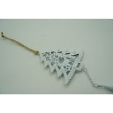 Ornament de brad pom de craciun, Flippy, alb, metal, 20 cm - vivimall.ro