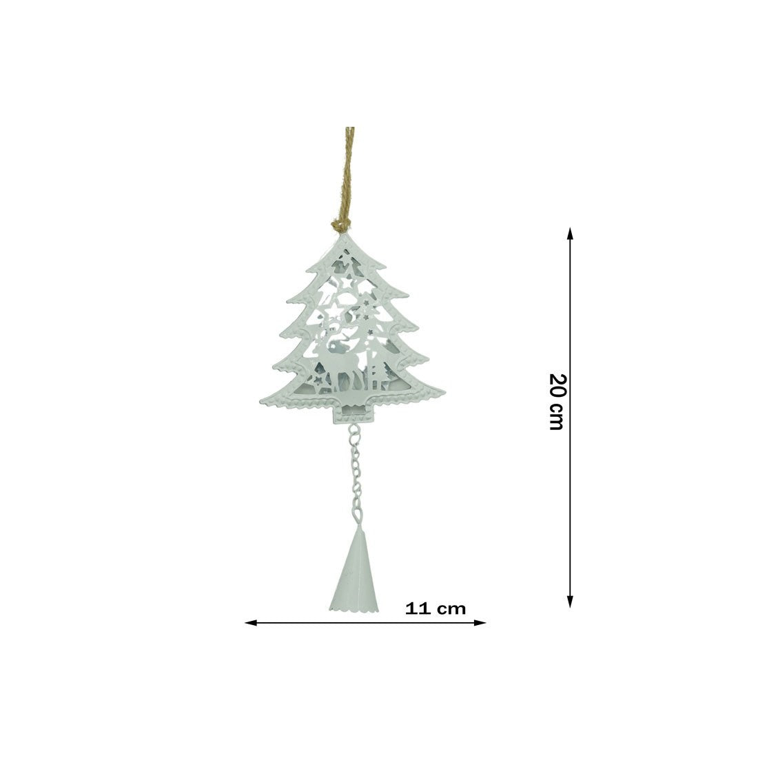 Ornament de brad pom de craciun, Flippy, alb, metal, 20 cm - vivimall.ro