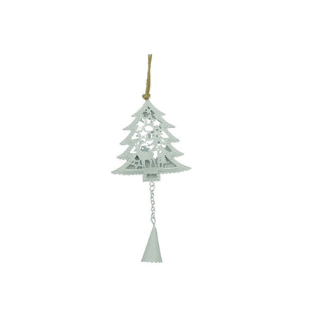Ornament de brad pom de craciun, Flippy, alb, metal, 20 cm - vivimall.ro