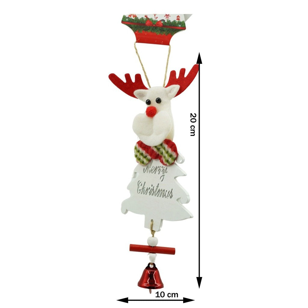 Ornament de brad ren, Flippy, alb, lemn, 20 cm - vivimall.ro