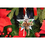 Ornament de brad stea cu cerb, Flippy, multicolor, lemn, 15 cm - vivimall.ro