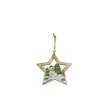 Ornament de brad stea cu om de zapada, Flippy, multicolor, lemn, 9.9 cm - vivimall.ro