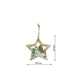 Ornament De Brad Stea Cu Om De Zapada, Lemn, 9.9 Cm