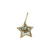 Ornament De Brad Stea Cu Ren, Lemn, 9.9 Cm