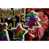 Ornament de brad stea din paiete, Flippy, multicolor, lemn, 18 cm - vivimall.ro