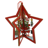 Ornament de brad stea, Flippy, multicolor, lemn, 10.5x9.5 cm - vivimall.ro