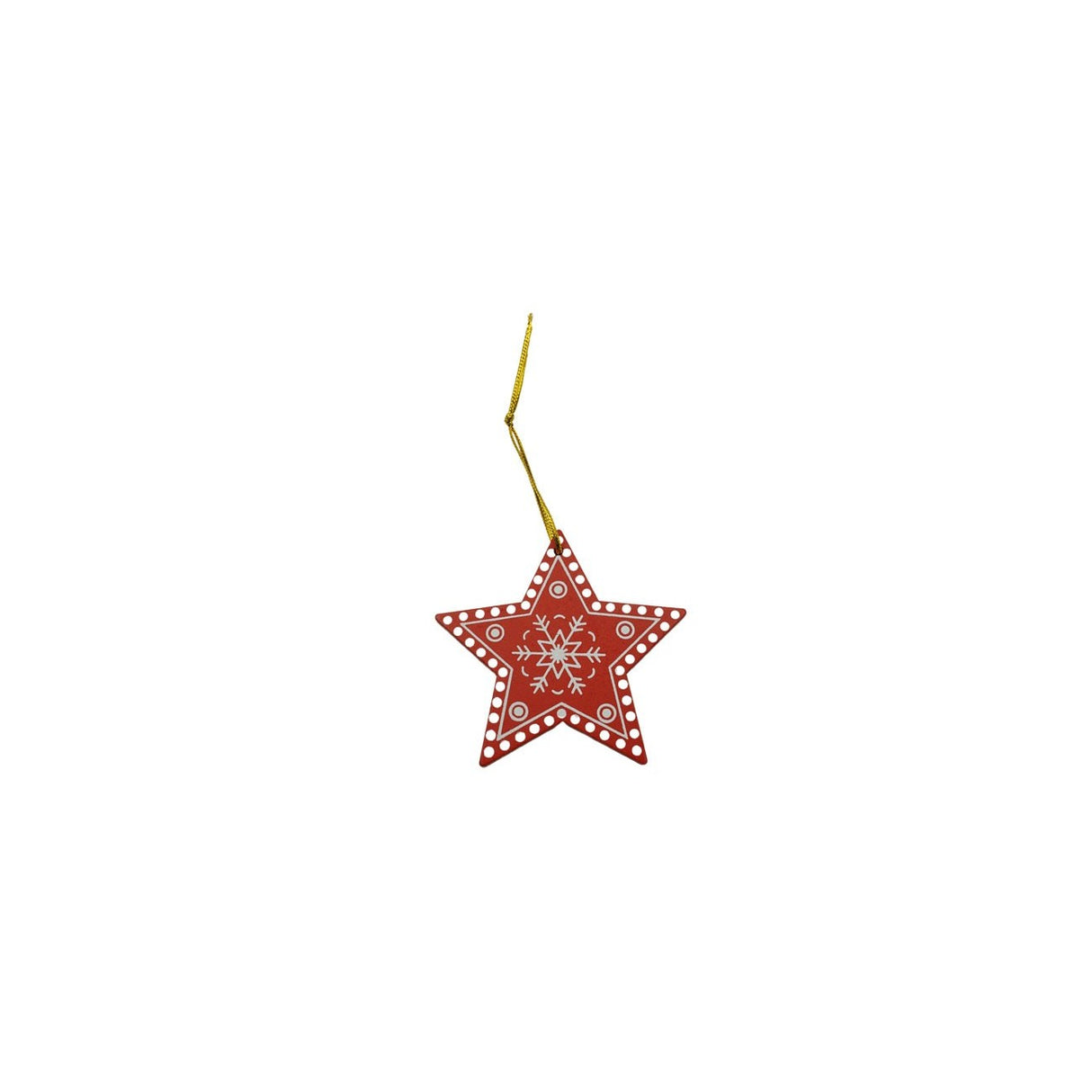 Ornament de brad stea, Flippy, rosu, lemn, 7.5 cm - vivimall.ro