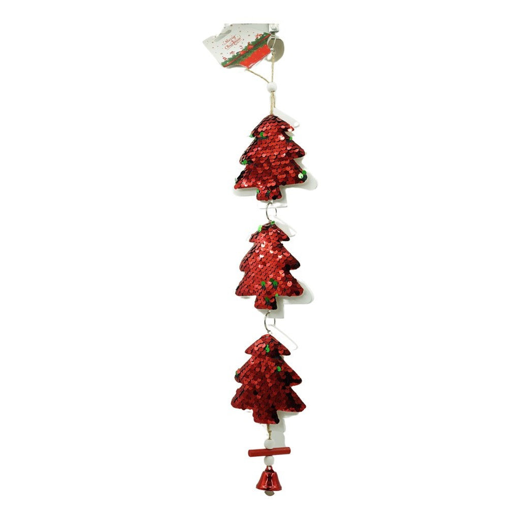 Ornament De Brad Trei Brazi Cu Paiete, Lemn, 36 Cm