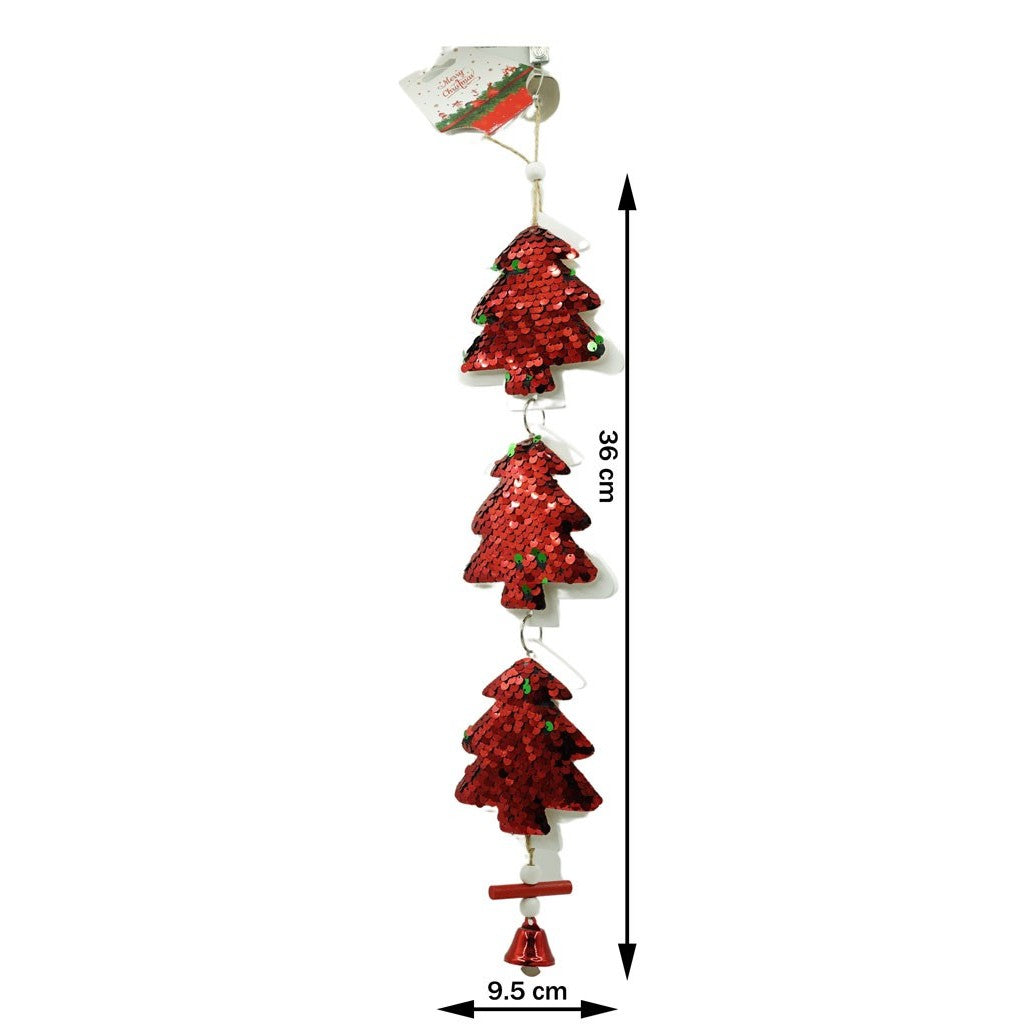 Ornament De Brad Trei Brazi Cu Paiete, Lemn, 36 Cm