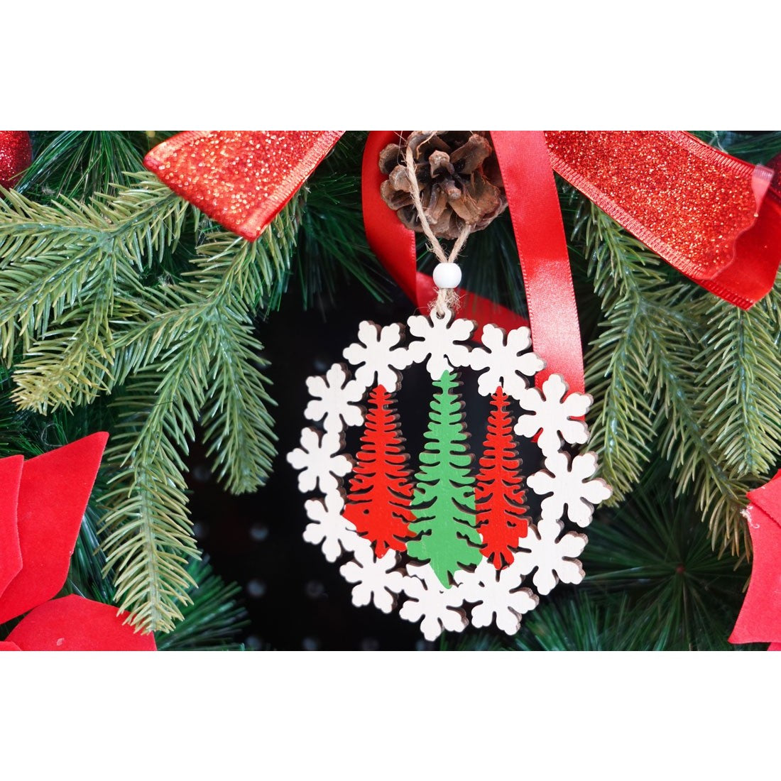 Ornament De Brad Trei Brazi, Lemn, 12 Cm
