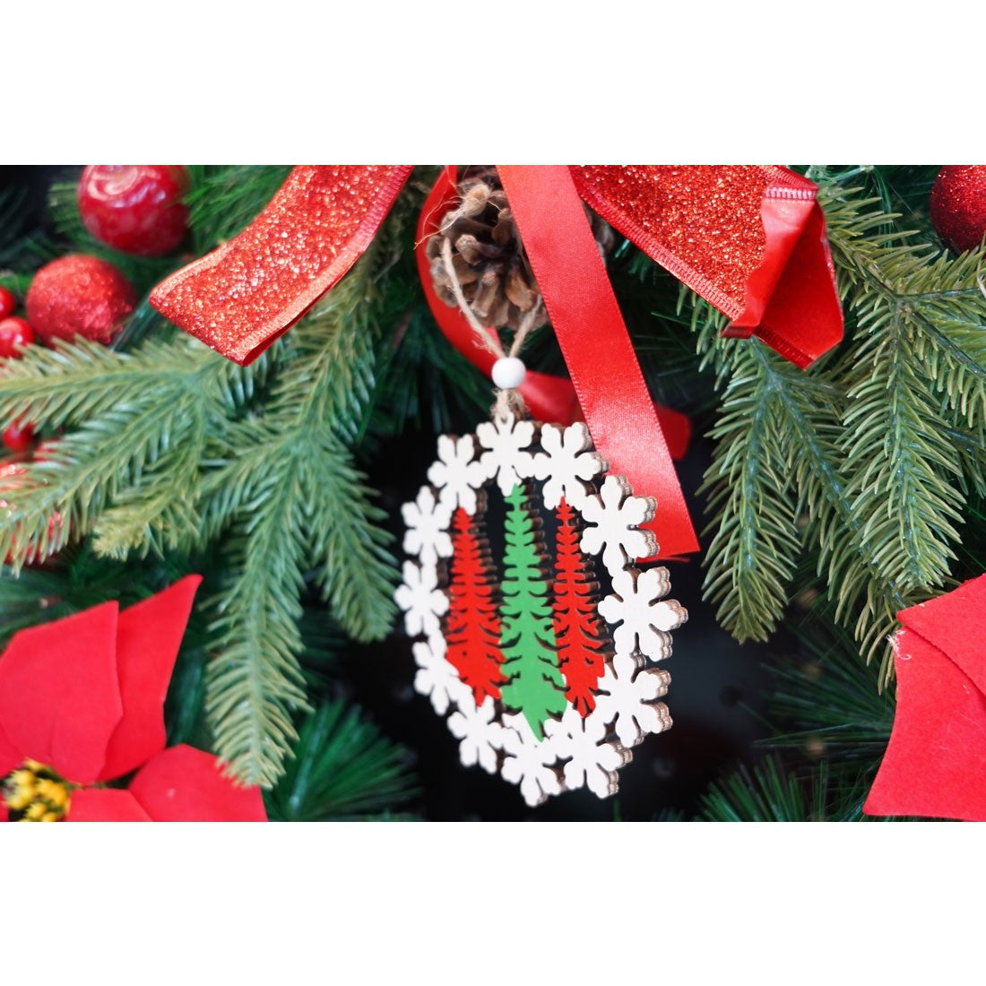 Ornament De Brad Trei Brazi, Lemn, 12 Cm