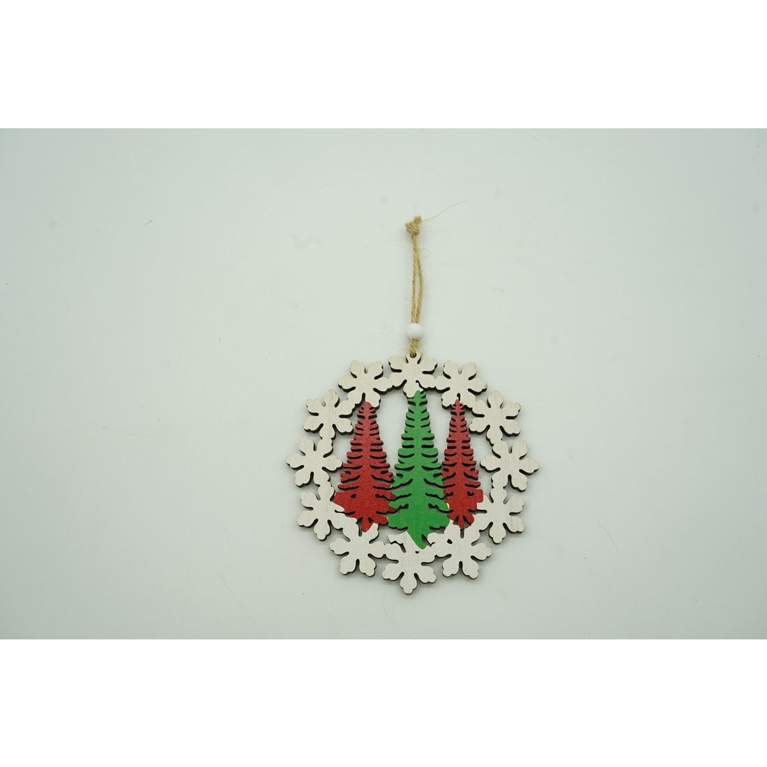 Ornament de brad trei brazi, Flippy, multicolor, lemn, 12 cm - vivimall.ro