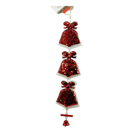Ornament De Brad Trei Clopotei Cu Paiete, Lemn, 36 Cm