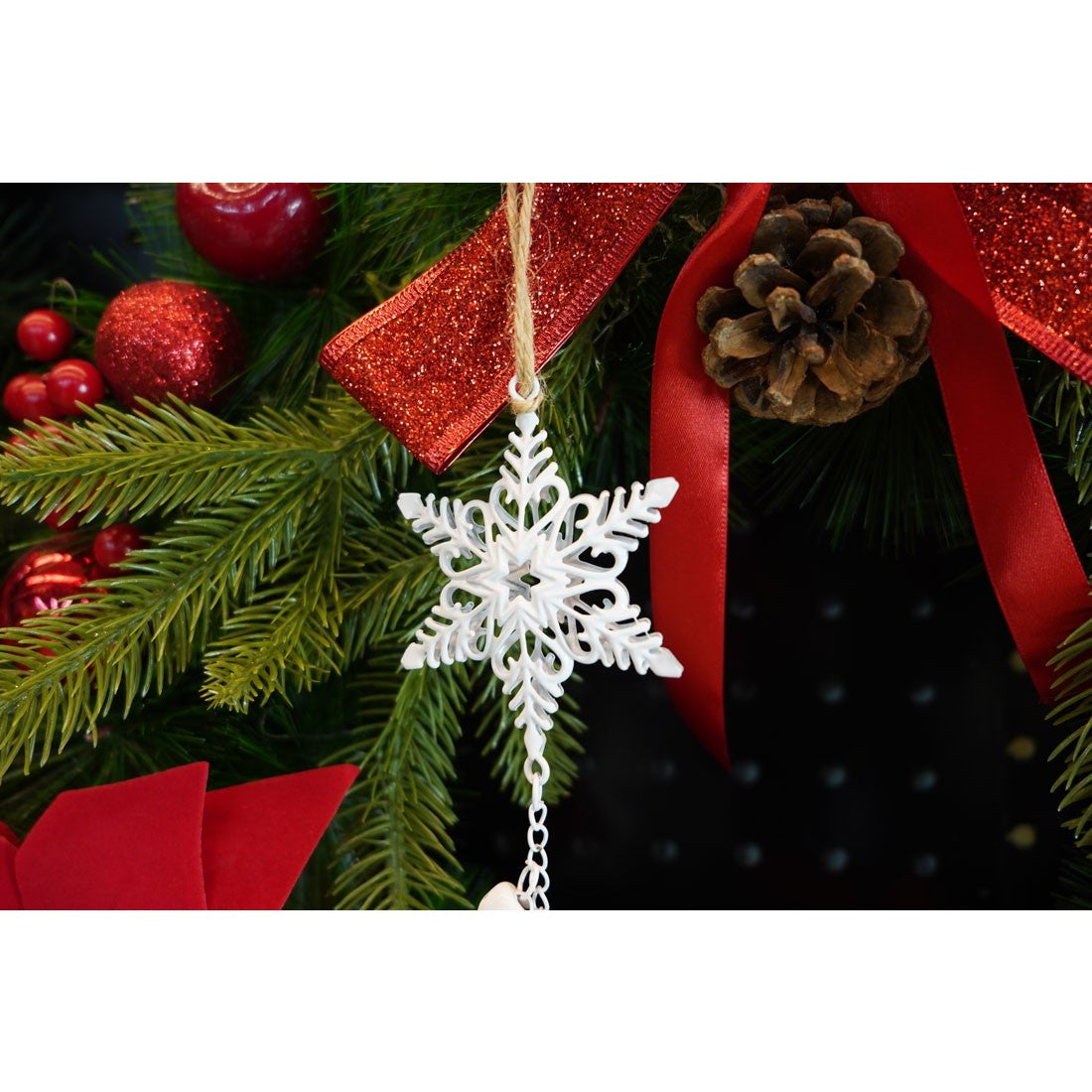 Ornament De Brad Trei Fulgi De Nea, Metal, 30 Cm