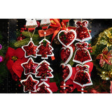 Ornament de brad trei inimi cu paiete, Flippy, rosu, lemn, 36 cm - vivimall.ro