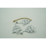 Ornament de brad trei pomi de craciun, Flippy, alb, metal, 30 cm - vivimall.ro