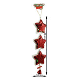 Ornament de brad trei stele cu paiete, Flippy, rosu, lemn, 36 cm - vivimall.ro