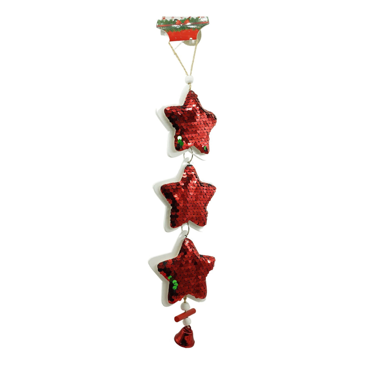 Ornament De Brad Trei Stele Cu Paiete, Lemn, 36 Cm