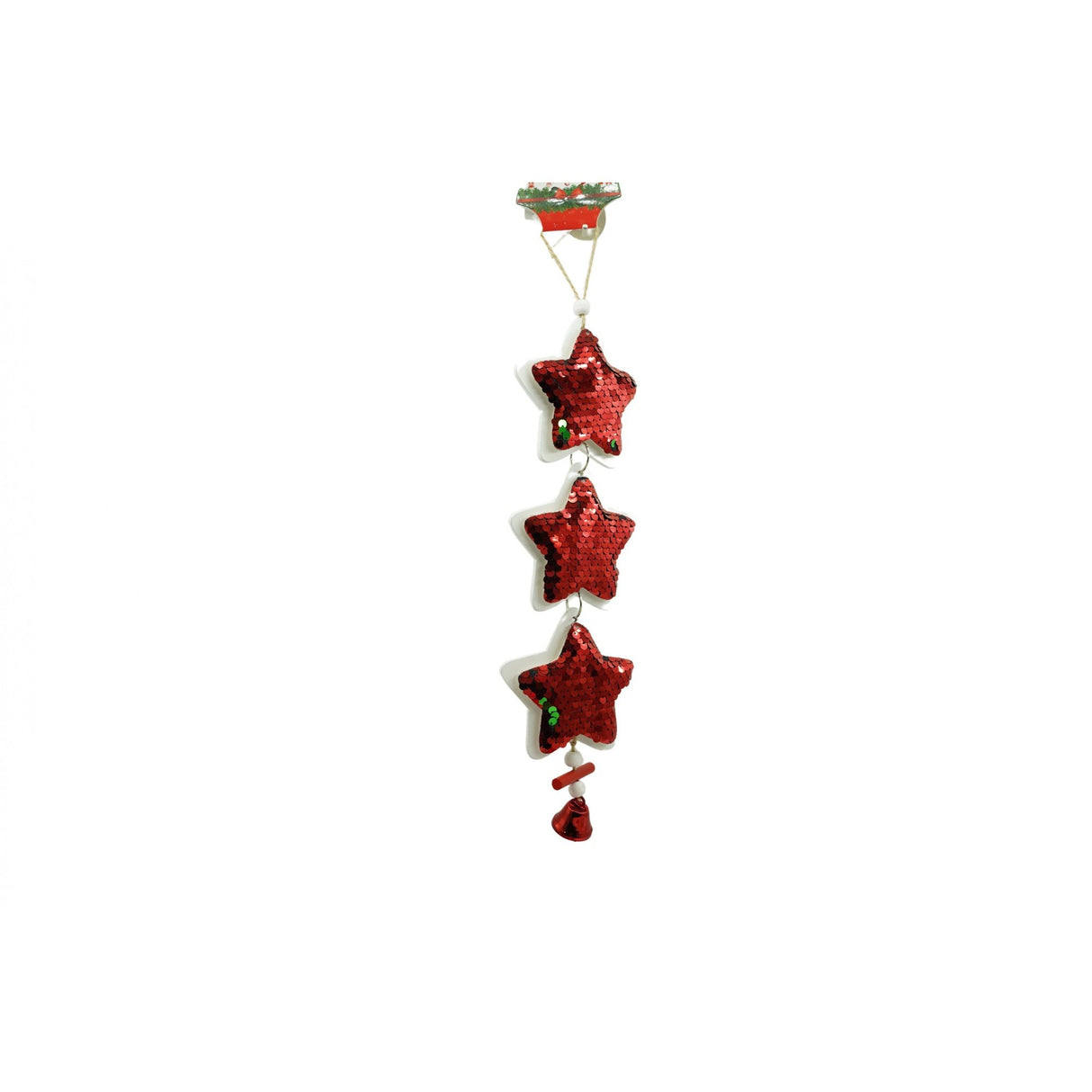 Ornament De Brad Trei Stele Cu Paiete, Lemn, 36 Cm