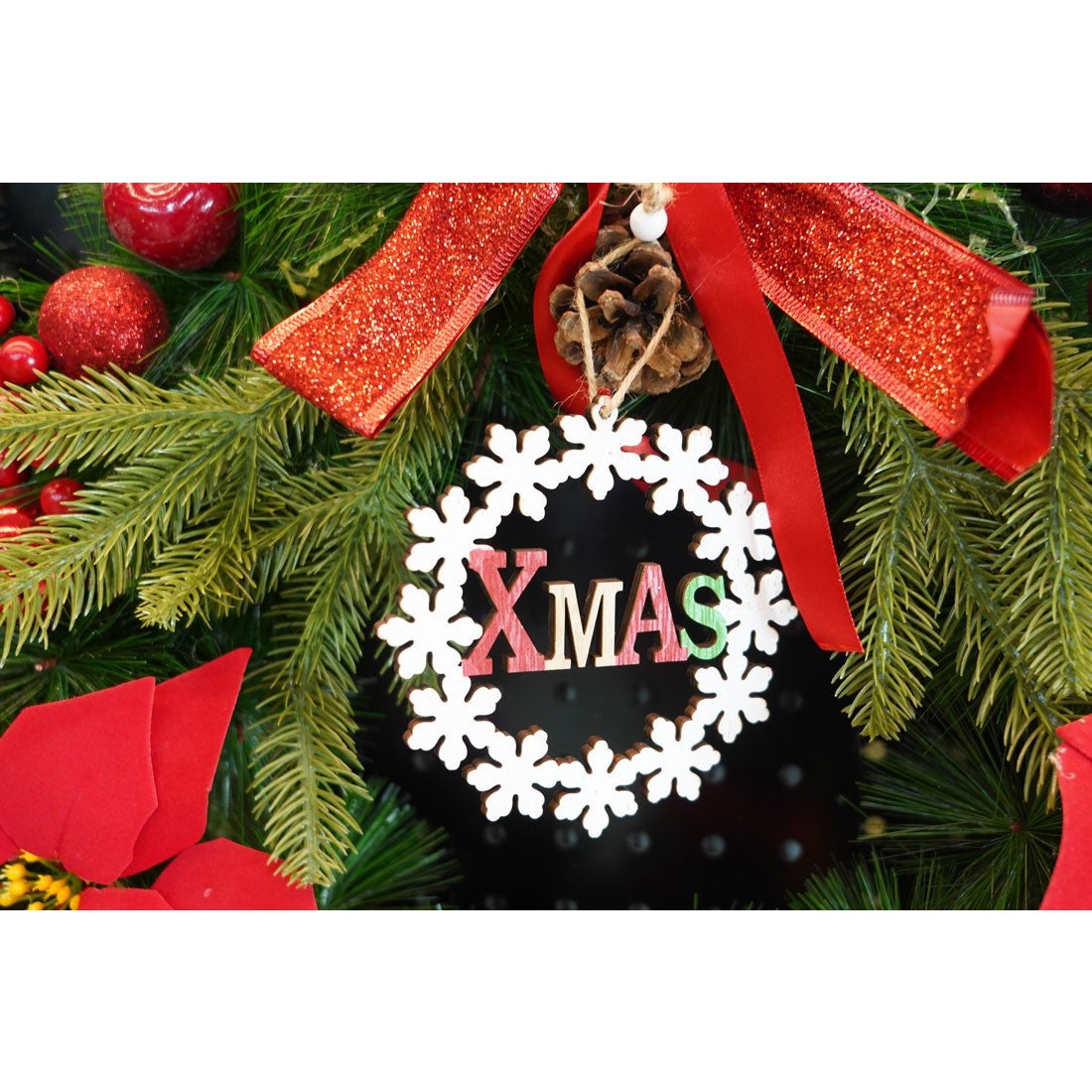 Ornament de brad Xmas, Flippy, multicolor, lemn, 12 cm - vivimall.ro