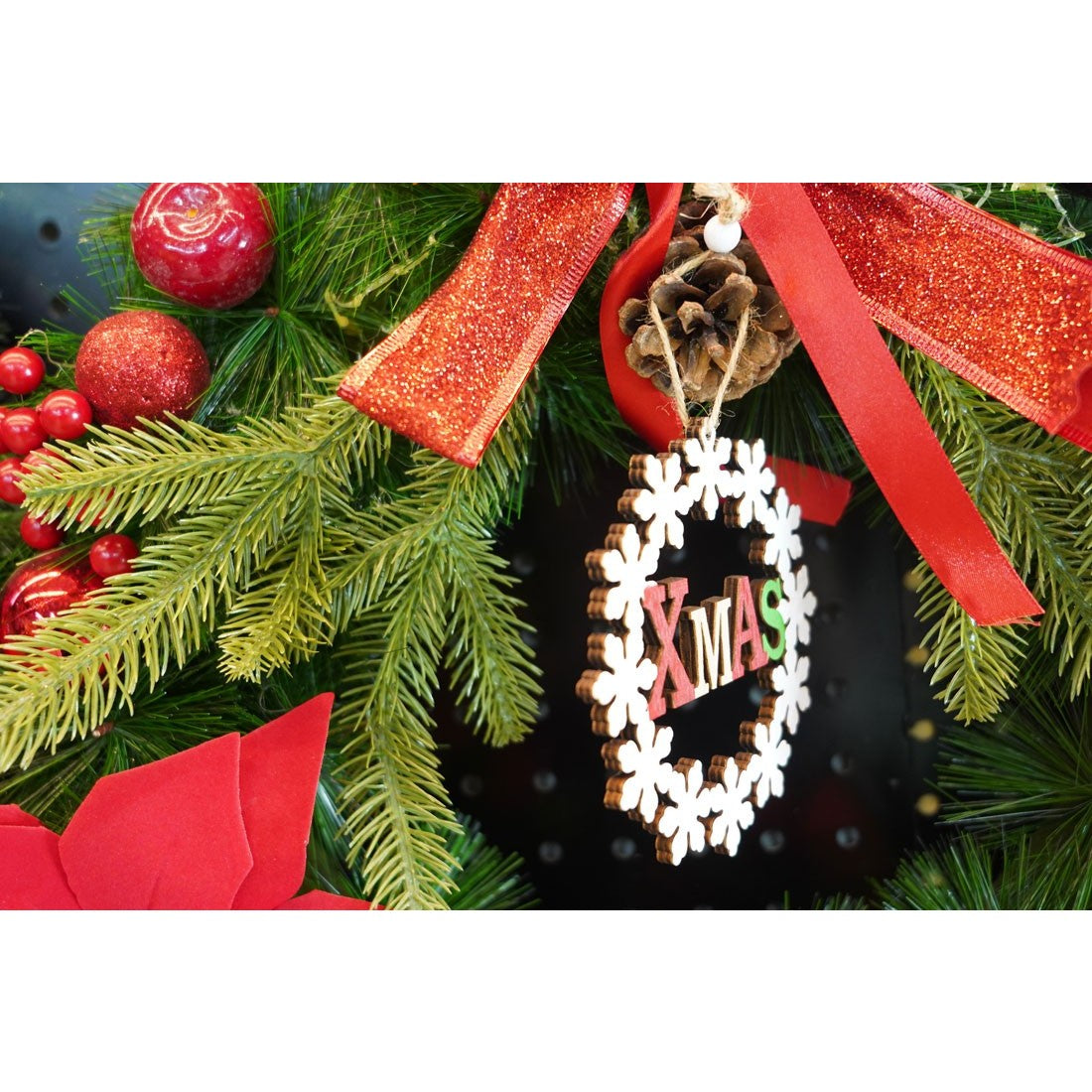 Ornament de brad Xmas, Flippy, multicolor, lemn, 12 cm - vivimall.ro