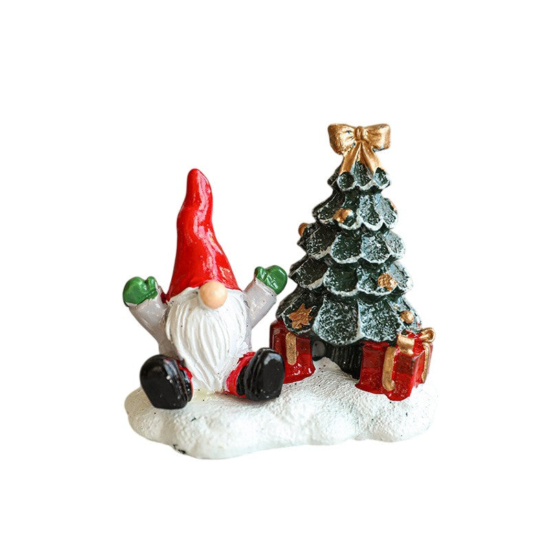 Ornament de Craciun din Rasina pentru Decor, Flippy, Model Mss Craciun cu Brad, Decoratiune de Birou pentru Craciun, 6.5 x 6.5 x 4 cm, Rosu Alb Verde - vivimall.ro