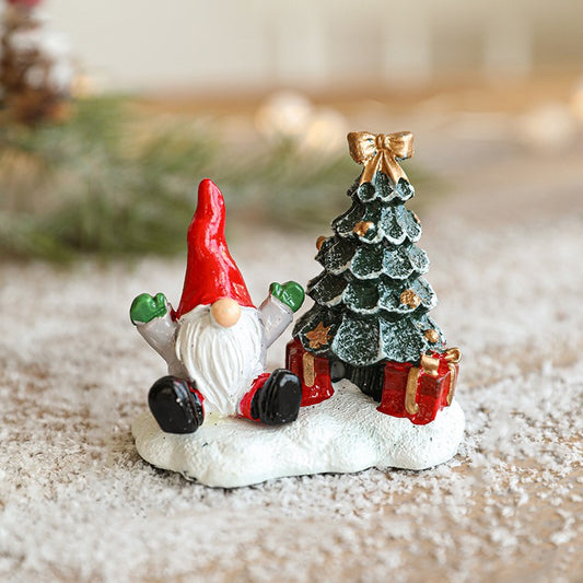 Ornament de Craciun din Rasina pentru Decor, Vivimall, Model Mss Craciun cu Brad, Decoratiune de Birou pentru Craciun, 6.5 x 6.5 x 4 cm, Rosu Alb Verde - vivimall.ro