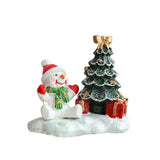 Ornament de Craciun din Rasina pentru Decor, Flippy, Model Om de Zapada cu Brad, Decoratiune de Birou pentru Craciun, 6.5 x 6.5 x 4 cm, Alb Verde - vivimall.ro